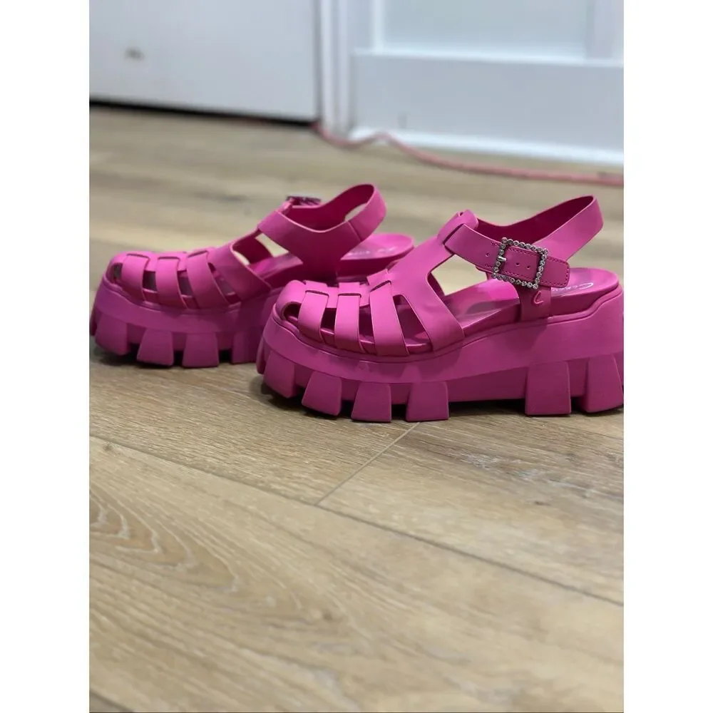 Circus NY by Sam Edelman Alyson Lug Sole Fisherman Pink Platform Sandal's 6.5US